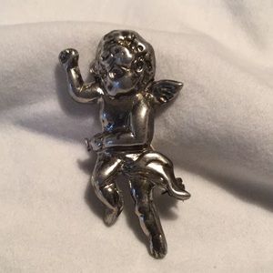 Cherub Angel Pin Brooch Vintage Sterling Silver